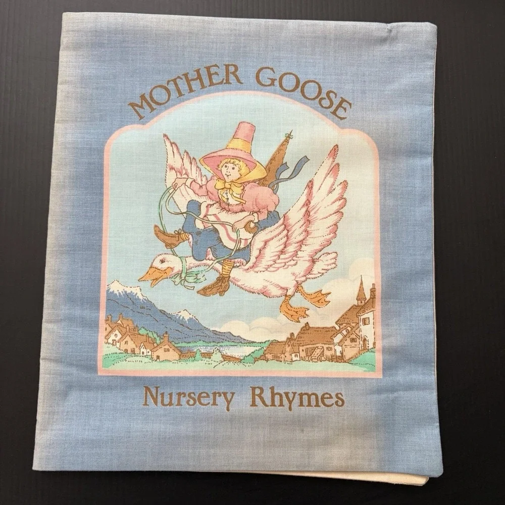 Vintage Fabric Storybook Mother Goose Nursery Rhymes Cloth Book Classics